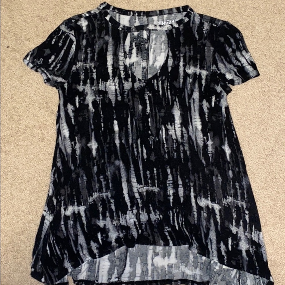 Black and white tie-dye looking shirt